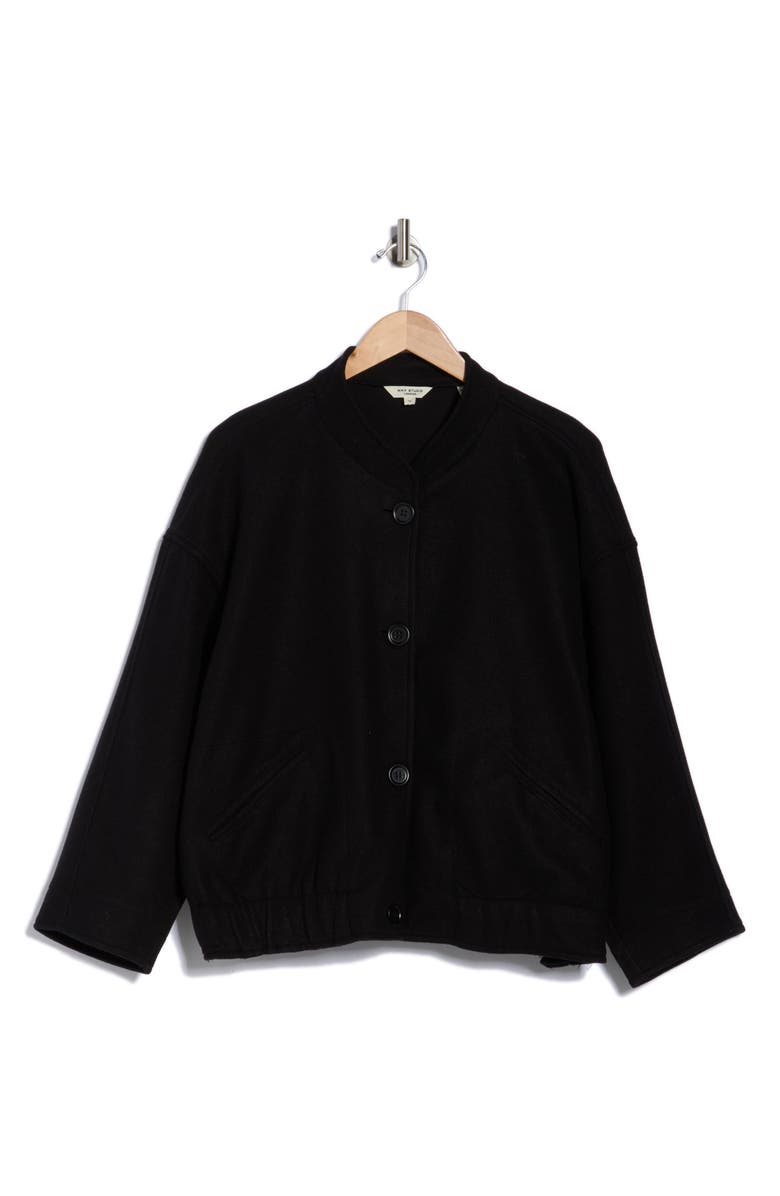 MAX STUDIO Brushed Knit Crop Bomber Jacket, Alternate, color, Black