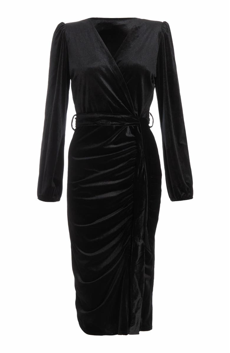 QUIZ Velvet Wrap Midi Dress, Alternate, color,