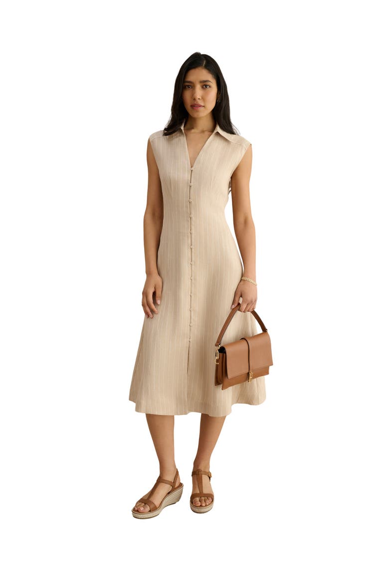 Charlize Button-Front Collared Dress, Main, color, Neutral
