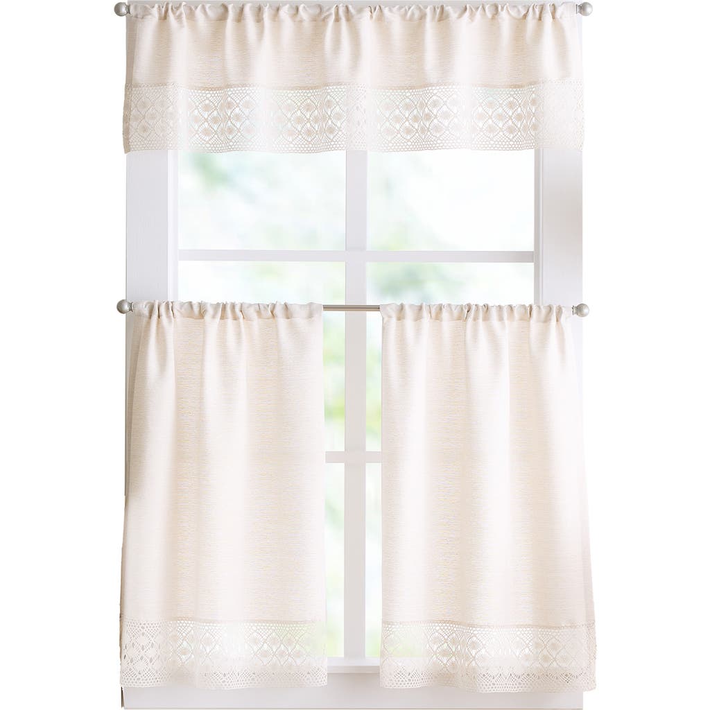 Peri Home Bahia 3-piece Valence & Tier Curtain Panel Set In White