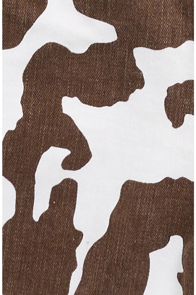 Kids' Cow Print Cutoff Denim Shorts, Alternate, color, BROWN COW