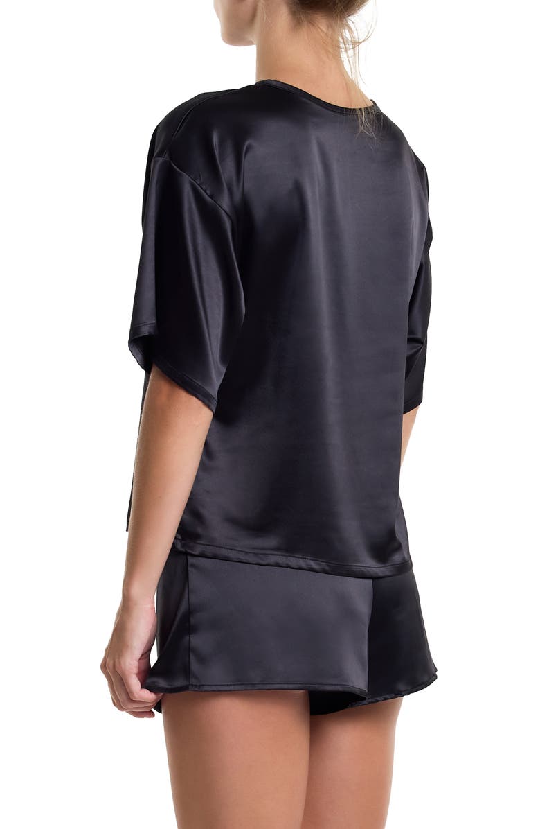 Hanky Panky Satin Pajama Shorts, Alternate, color, Black