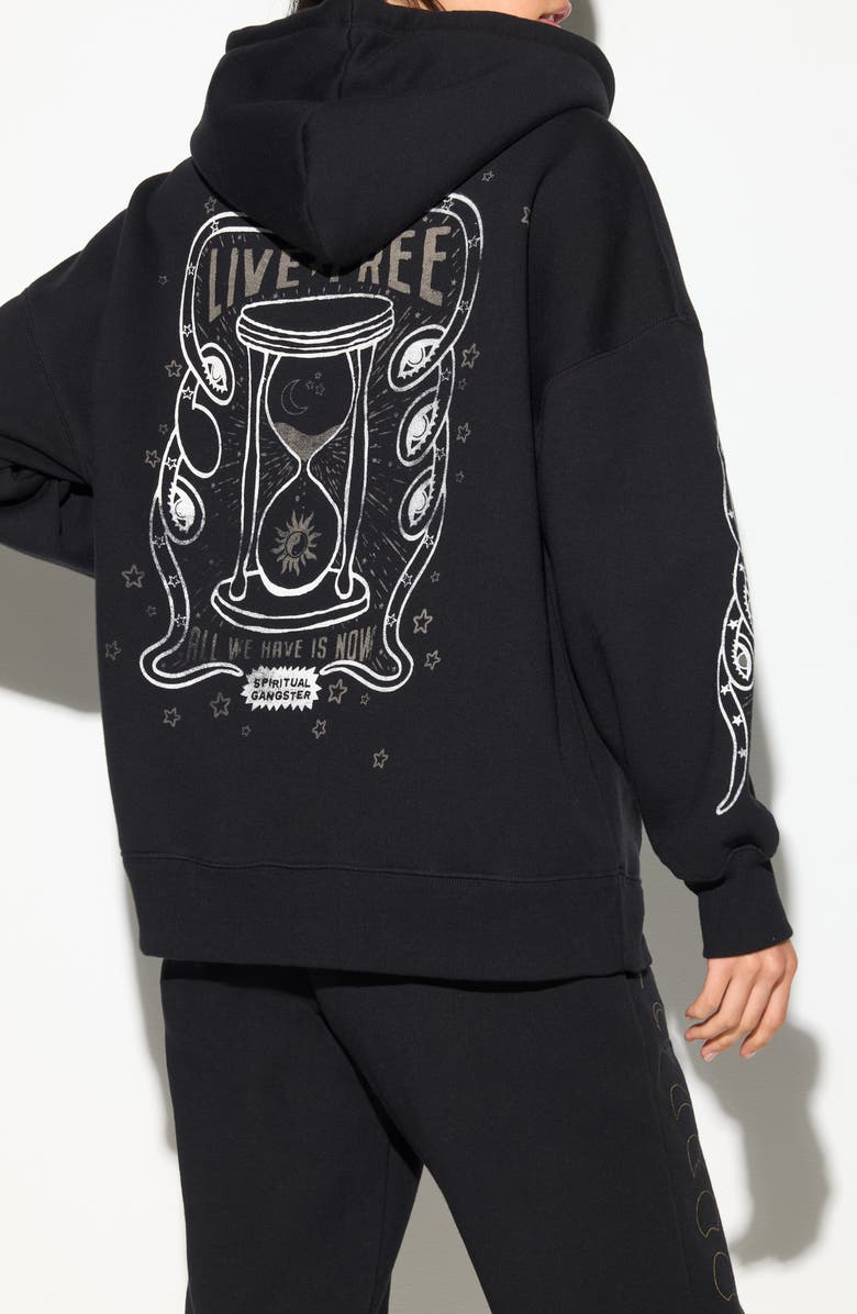 Spiritual Gangster Live Free Boyfriend Cotton Zip Hoodie, Alternate, color, Black