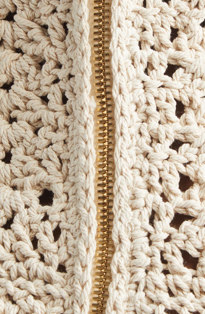 Balmain Fringe Cotton Crochet Dress, Alternate, color, Natural