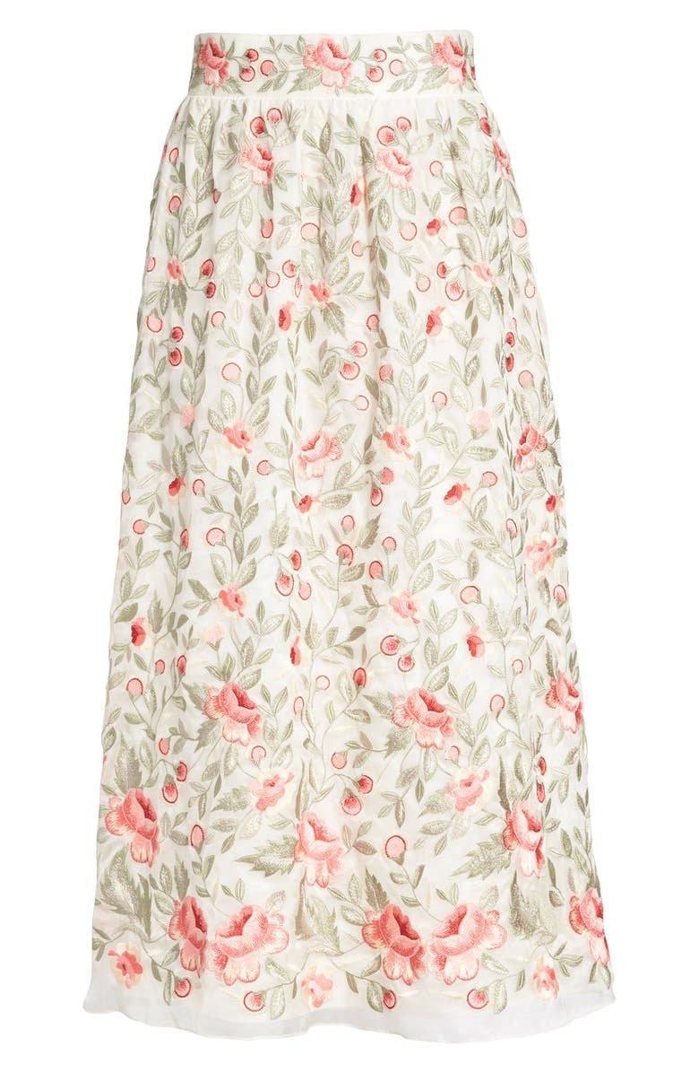VILSHENKO 'Marianne' Floral Embroidered Silk Organza Skirt, Alternate, color, 