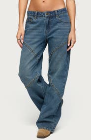 EDIKTED Charla Studded Low Rise Baggy Jeans