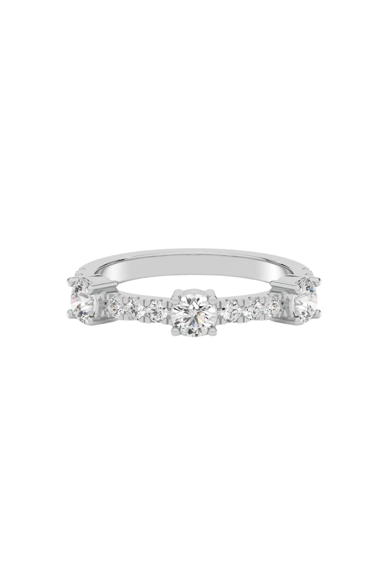 Three Round Orbit Pavé Lab Diamond Band in 14K, Main, color, White Gold