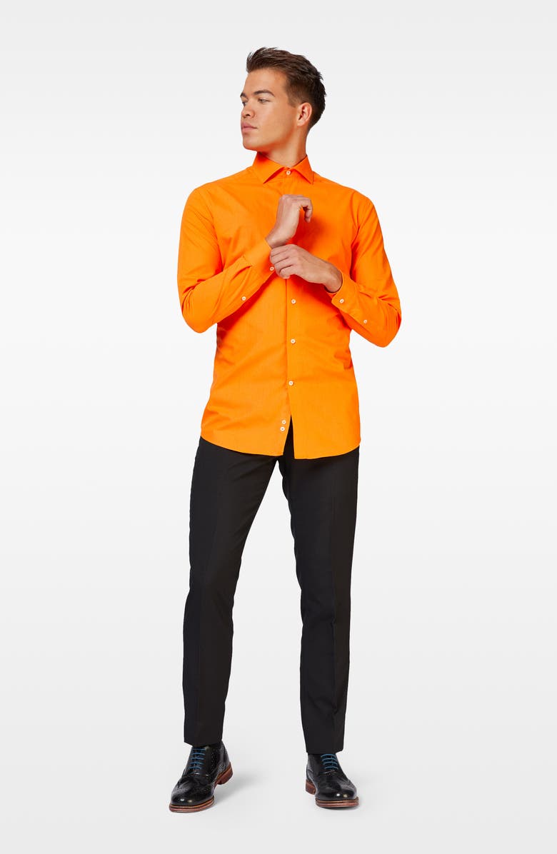 OppoSuits The Orange Modern Tailored Fit Wrinkle Resistant Button-Up Shirt, Alternate, color, 