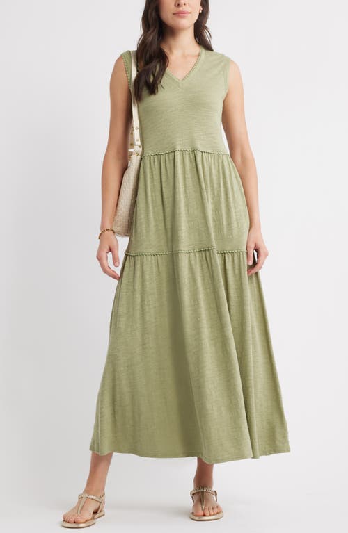 Caslonr Caslon(r) Sleeveless V-neck Tiered Dress In Brown