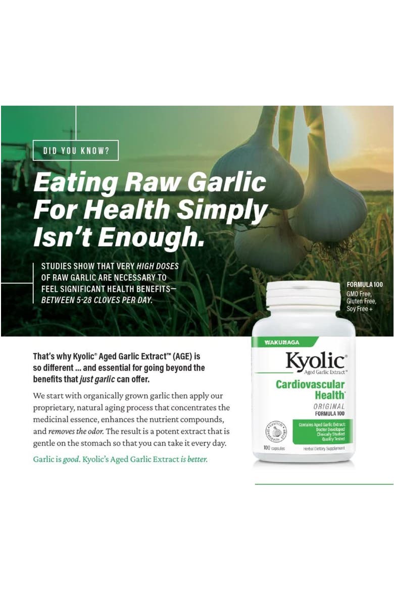 Kyolic Aged Garlic Extract Formula 300, Cardiovascular Health, Vegan, Capsules 360 count, Alternate, color, NO COLOR