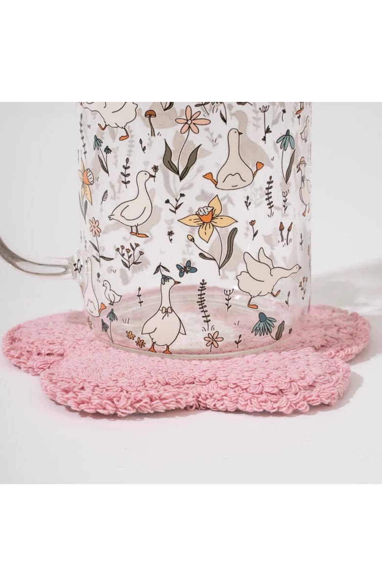 Sip Sip Hooray Cotton Daisy Tufted Mug Rug Coaster Set, Alternate, color, White