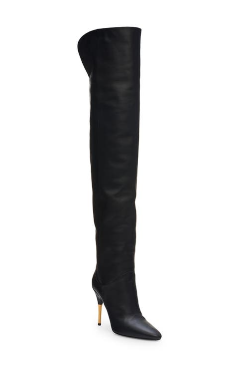 Deboot Gold Heel Over the Knee Boot