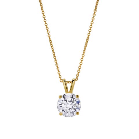 Lucent 14K Gold 2 Ct Round Lab Grown Diamond Pendant Necklace
