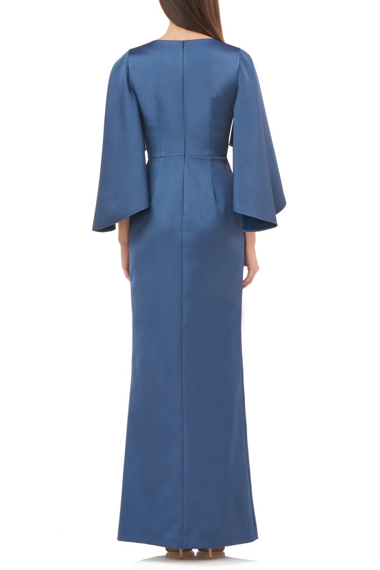 Satin Crepe Trumpet Gown, Alternate, color, MINERAL NAVY