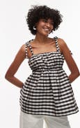 Topshop Check Taffeta Babydoll Top