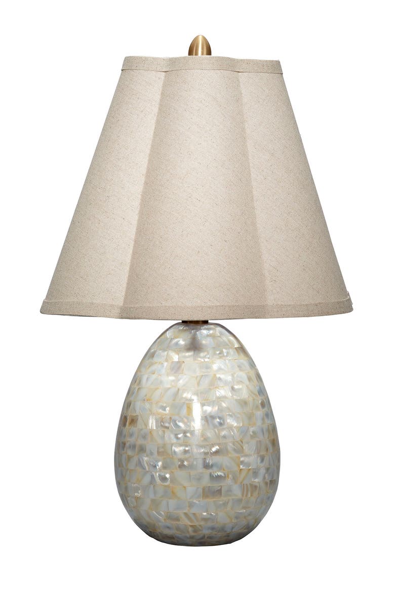 Capsule Mother of Pearl Table Lamp with Linen Shade, Main, color, White