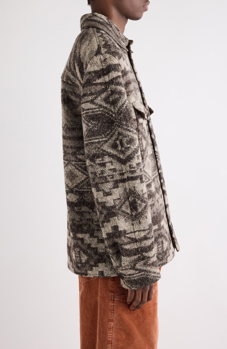 Isabel Marant Kervon Geo Pattern Peached Button-Up Jacket, Alternate, color, Dark Brown