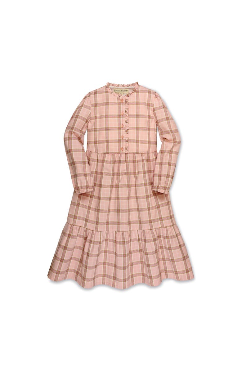 Hope & Henry Baby Girls' Organic Tiered Ruffle Neck Dress, Infant, Main, color, Fall Rose Plaid