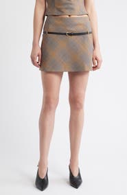 MANGO Melo Belted Plaid Minskirt