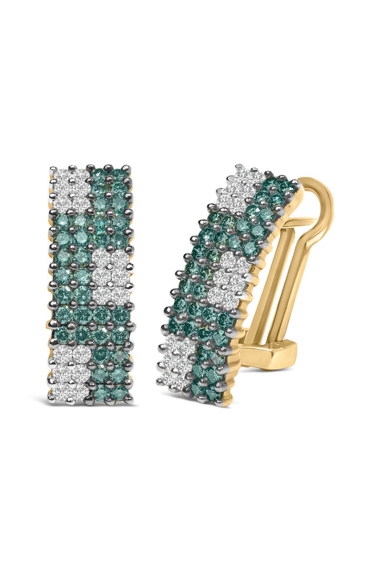 14K Gold 2.00 Cttw Diamond Four-Row Pavé Omegaback Earrings, Alternate, color, Yellow