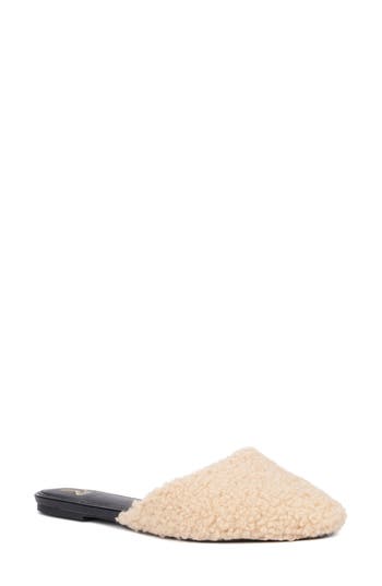New York And Company Andi Faux Shearling Mule In Camel