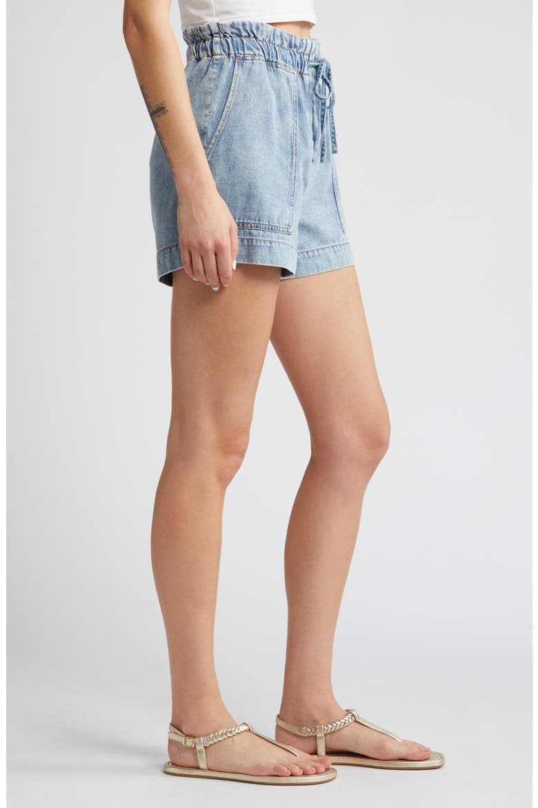 Foster Paperbag Denim Shorts, Alternate, color, FADED INDIGO