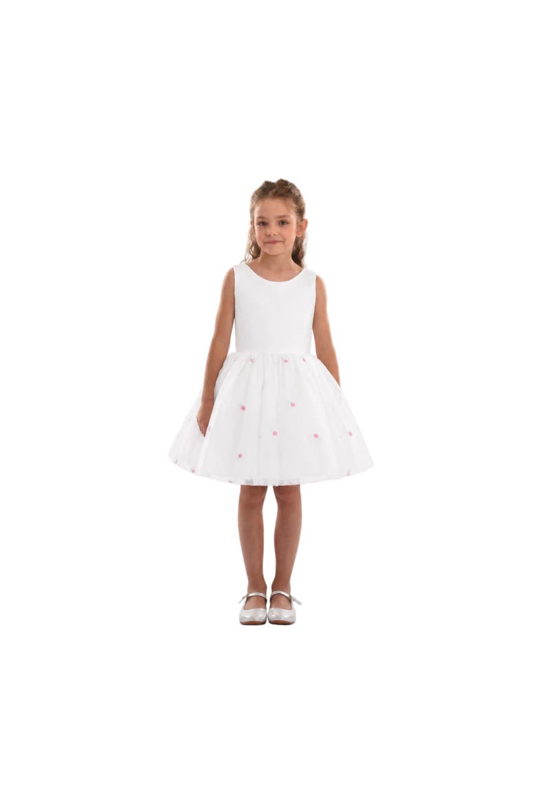Eveloria Floral Tulle Bow Dress, Alternate, color, White