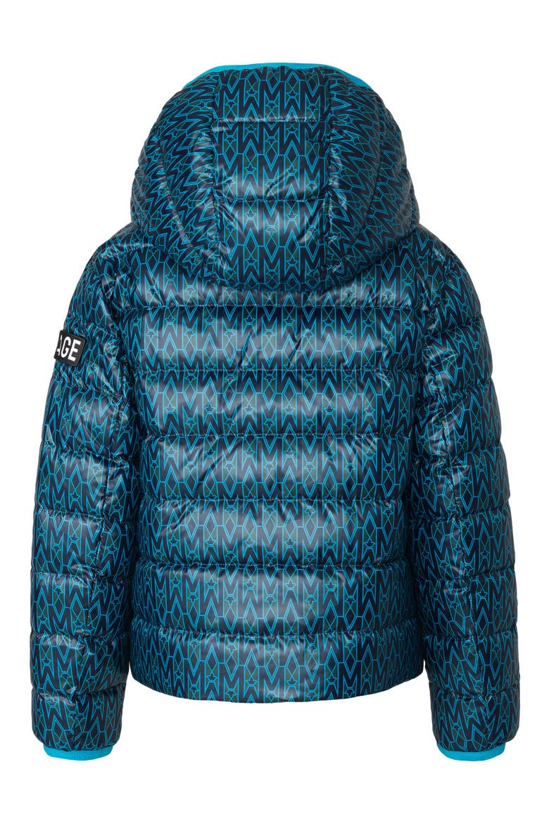 Kids' Amiri Monogram Print Puffer Jacket, Alternate, color, AQUA-MARINE BLUE