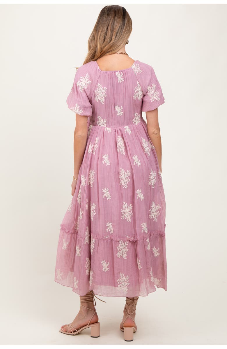 PinkBlush Floral Print Ruffle Hem Midi Dress, Alternate, color, Mauve