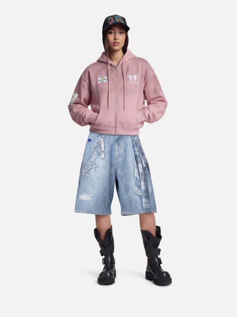 Plaid Panel Chain Jorts