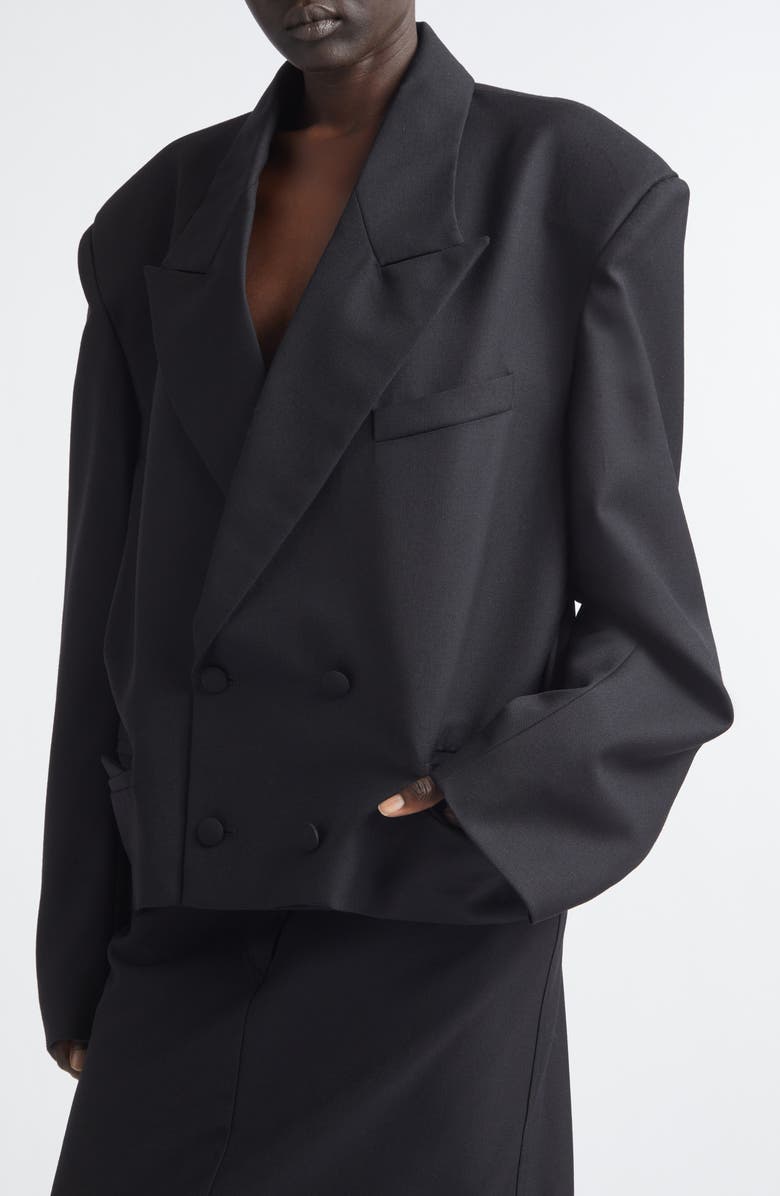 Vaquera Slouchy Double Breasted Wool Jacket, Alternate, color, Black