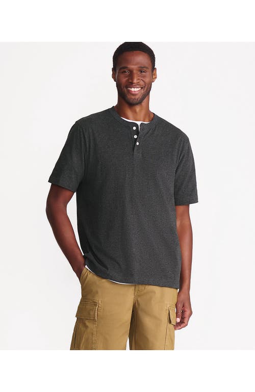 Lands' End Short Sleeve Super-t Henley In Dark Charcoal Heather