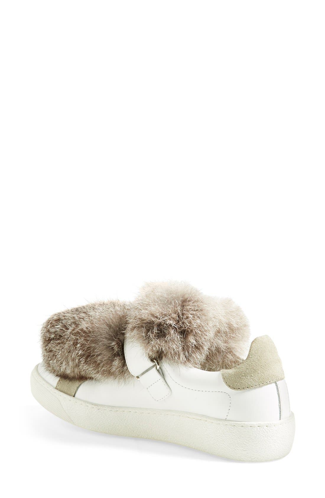 Moncler 'Lucie' Genuine Rabbit Fur Trim Sneaker, Alternate, color, 
