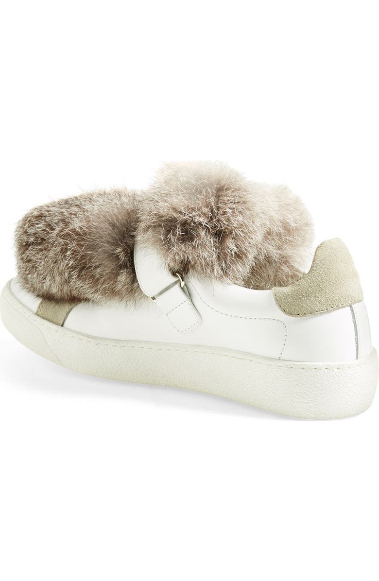 Moncler 'Lucie' Genuine Rabbit Fur Trim Sneaker, Alternate, color,