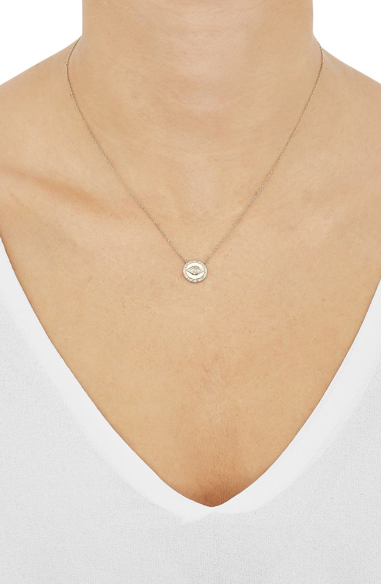 Frankie & Zoe Diamond Evil Eye Necklace, Alternate, color, Yellow Gold