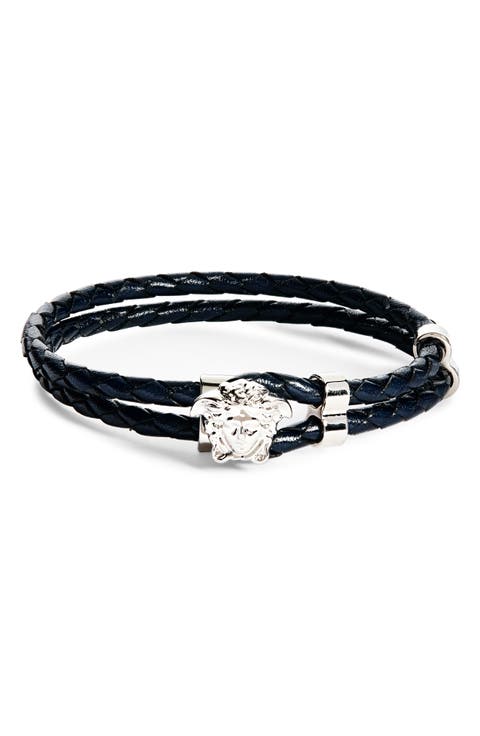 Medusa Braided Leather Bracelet