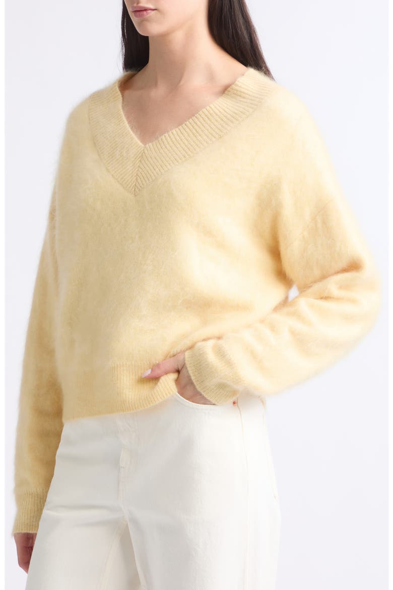 Grizzly Double V Cashmere Sweater, Alternate, color, BUTTER