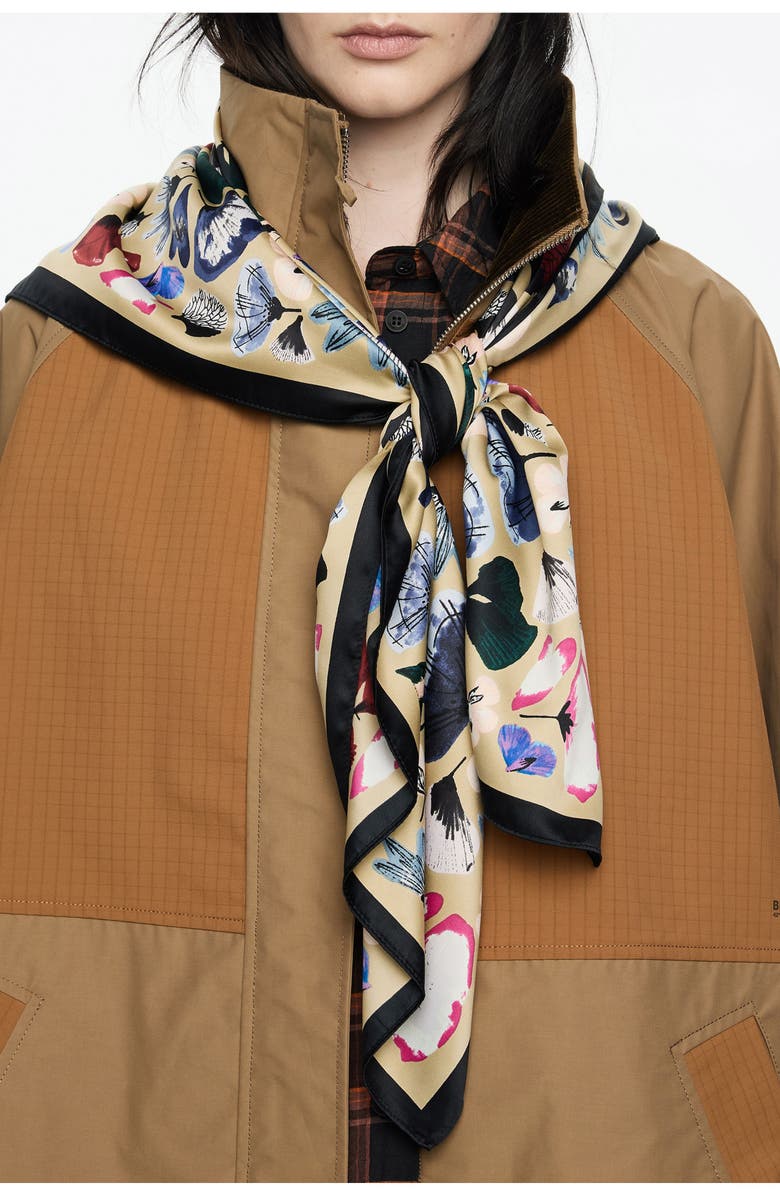 Bimba y Lola Kaleidoscopic Flowers Scarf, Alternate, color, Taupe