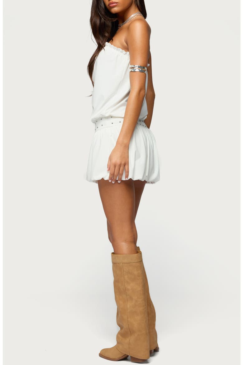 Layton Studded Strapless Bubble Hem Minidress, Alternate, color, WHITE