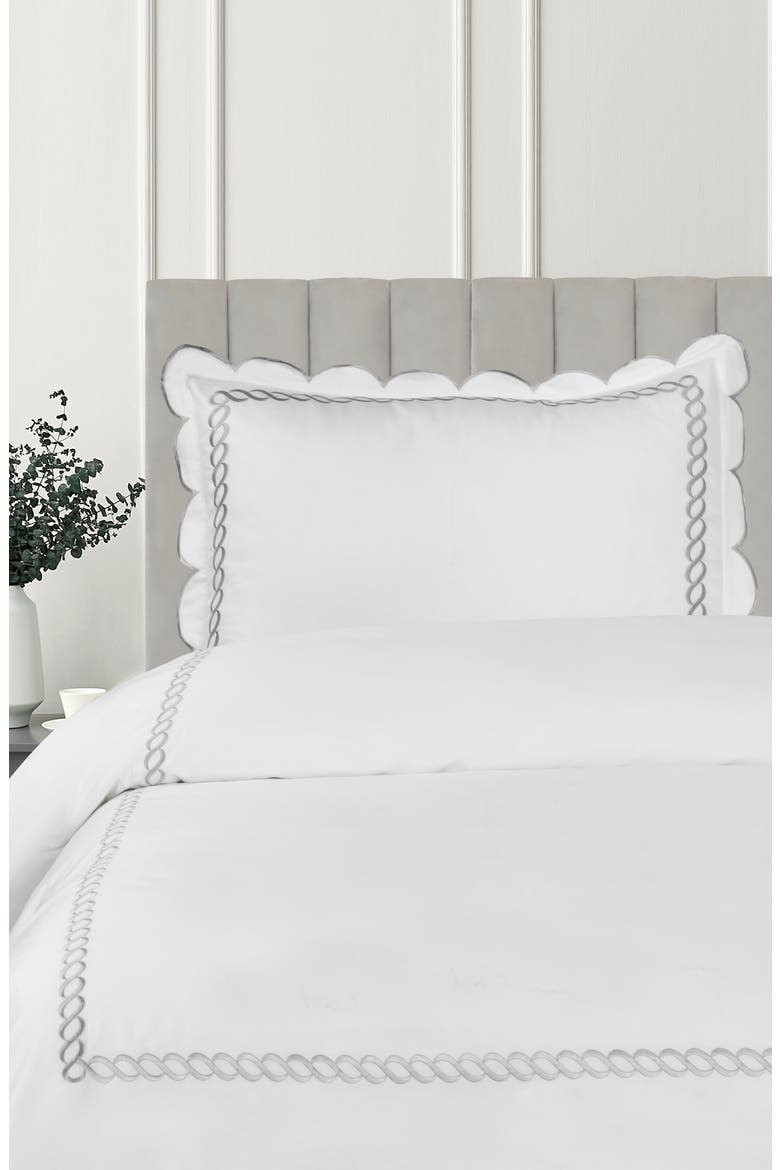 Scallop Rope Duvet & Sham Set, Alternate, color, WHITE/ GREY