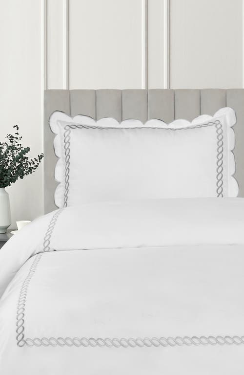 Melange Home Scallop Rope Duvet & Sham Set In White/grey