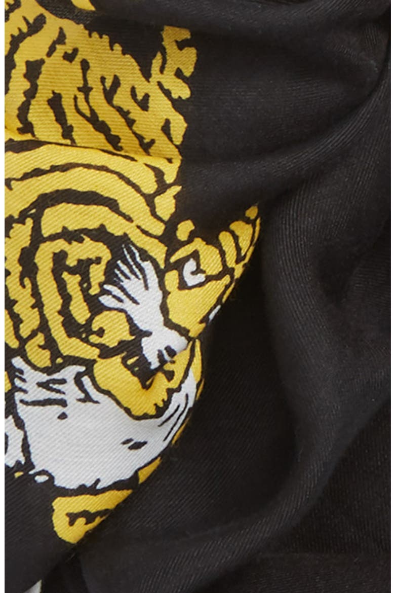 Walking Tiger Bandana Cotton & Silk Scarf, Alternate, color, BLACK