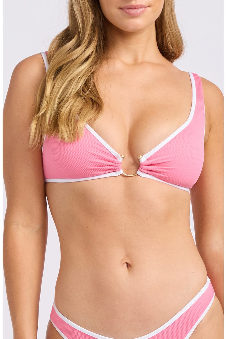 Colorblock Ring Bikini Top, Main, color, BEGONIA PINK