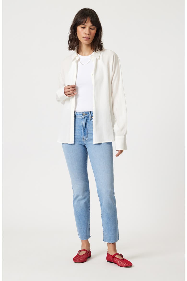 Viola Raw Hem High Waist Ankle Straight Leg Jeans, Alternate, color, LIGHT BRUSHED FLEX BLUE