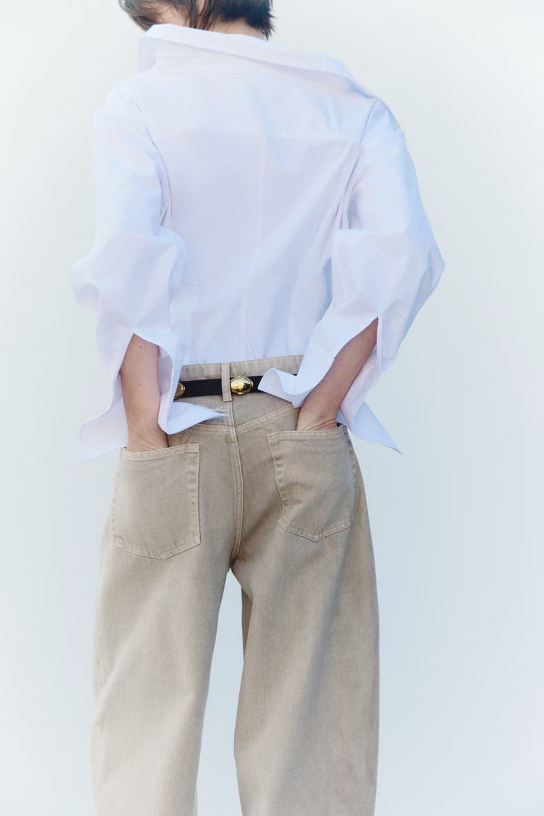 Baggy Regular-waist Barrel Jeans, Alternate, color, Light beige