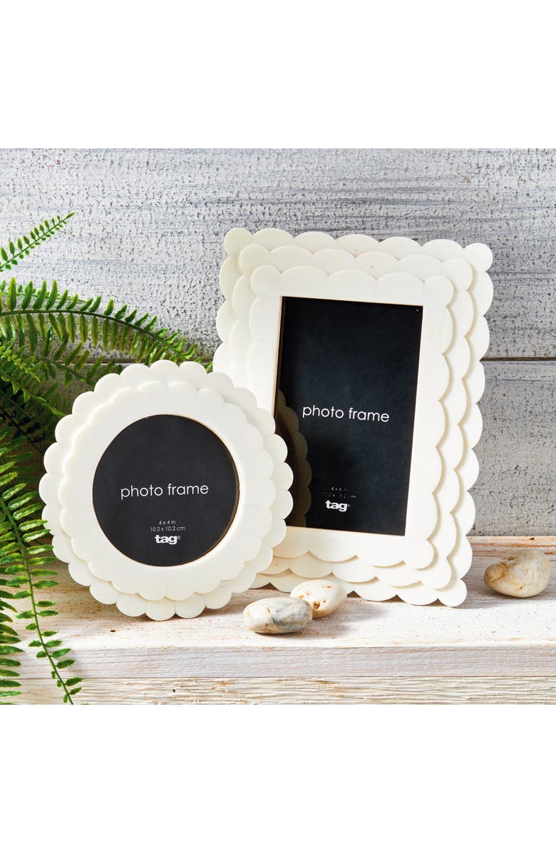 tag Rectangle Scallop Photo Frame 4X6 White Resin Summer, Alternate, color, White