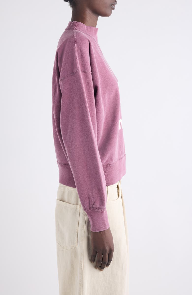 Isabel Marant Étoile Moby Logo Detail Cotton Blend Sweater, Alternate, color, Raspberry/ Ecru