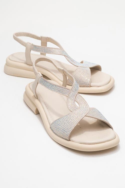 Forever & Always Shoes Sieglinde Embellished Leather Sandal In Neutral