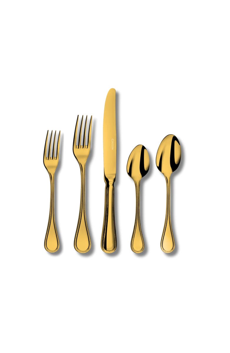 Couzon Le Perle Pvd Gold 5 Piece Place Setting, Main, color, Gold