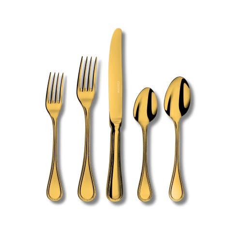 Couzon Le Perle Pvd Gold 5 Piece Place Setting In Gold